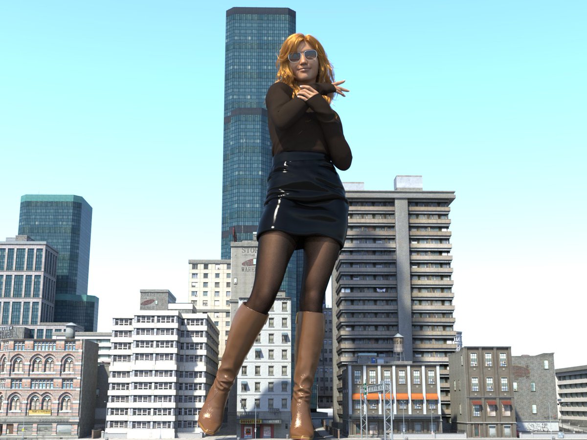 A test in Daz3d, hopefully i can figure out how to export the models to blender. but other wise interesting software. this lady ive made has no name yet. she just a office lady of some sort. 

 #Sizetwitter #giantess