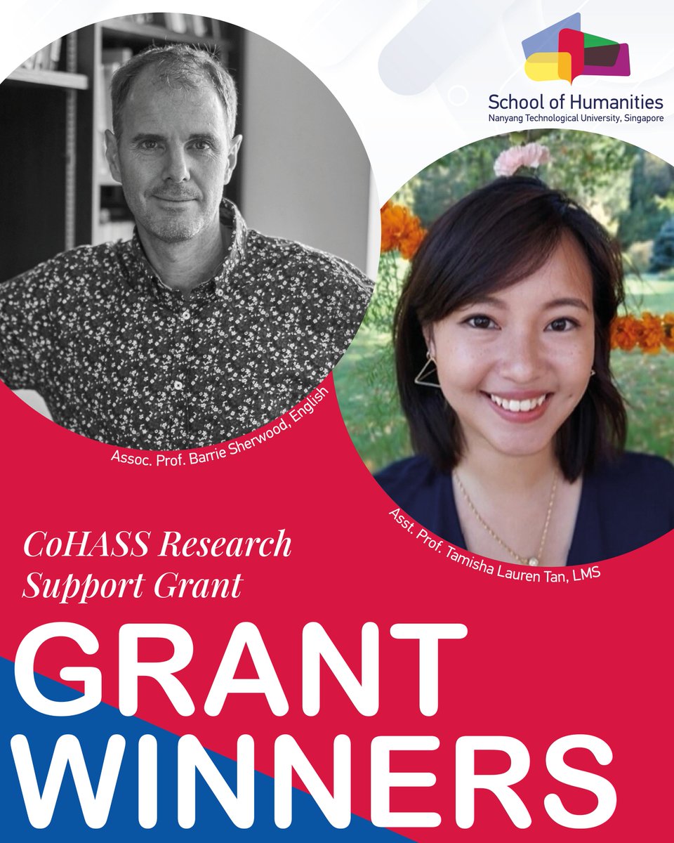 We're happy to share that our faculty members have been awarded grants for their research projects! 
 
Assoc. Prof Barrie Sherwood and Asst. Prof. Tamisha Tan have been awarded the CoHASS Research Support Grant for their projects. Congratulations!