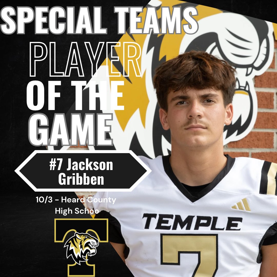 HSFootball2026's tweet photo. Your players of the Game/Week of 10/3/25 vs Heard High
Offensive POTG: Brody Dempsey
Defensive POTG: TJ Armstrong
Special Teams POTG: Jackson Gribben
Scout Team POTW: James Blackstock
Congrats! Go Tigers! #TigerPride #BuiltDifferentBackAgain https://t.co/67WBY4ol5m