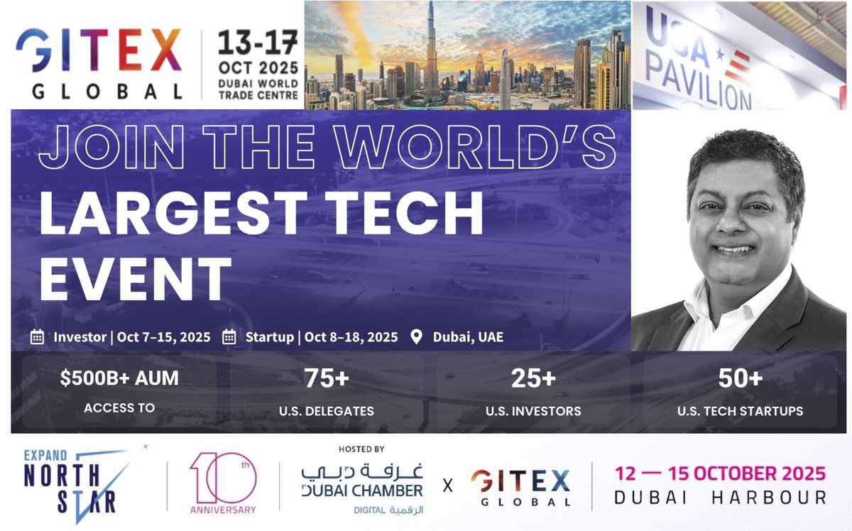 GITEX Global 2025, 45th edition! Excited to be co-hosting the USA Pavilion this year with my partner, Mo Ghani and showcasing some of the transformative American technologies to the MENA region. #AI, #Cybersecurity, Mobility, #SustainableTech, #PropTech

bit.ly/4olN0nK