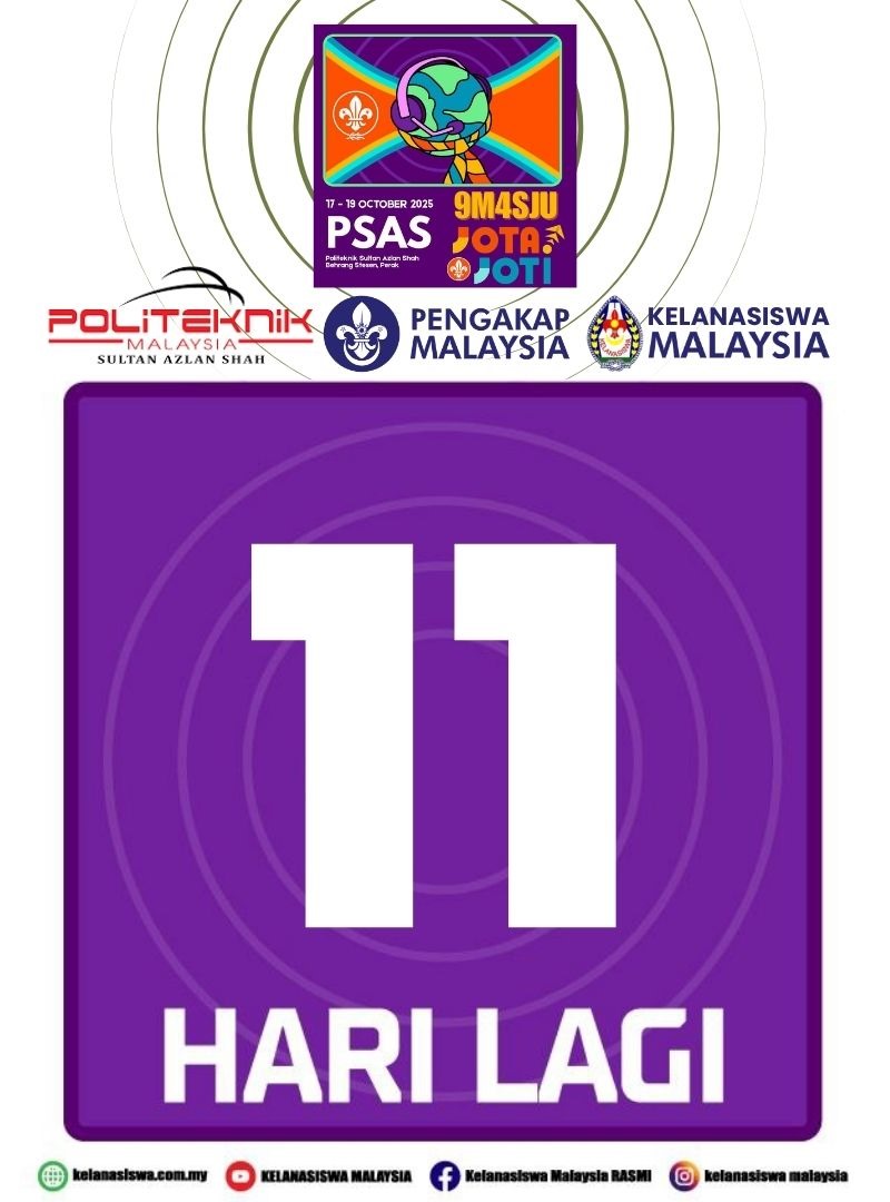 PENDAFTARAN DILANJUTKAN KE 8 OKTOBER 2025.

Jamboree On The Air - Jamboree On The Internet (JOTA-JOTI) 2025 PERINGKAT KEBANGSAAN

17 - 19 Oktober 2025 

Politeknik Sultan Azlan Shah, Tanjong Malim PERAK

Muat turun Borang Pendaftaran di pautan: mylink.la/jjpsas2025