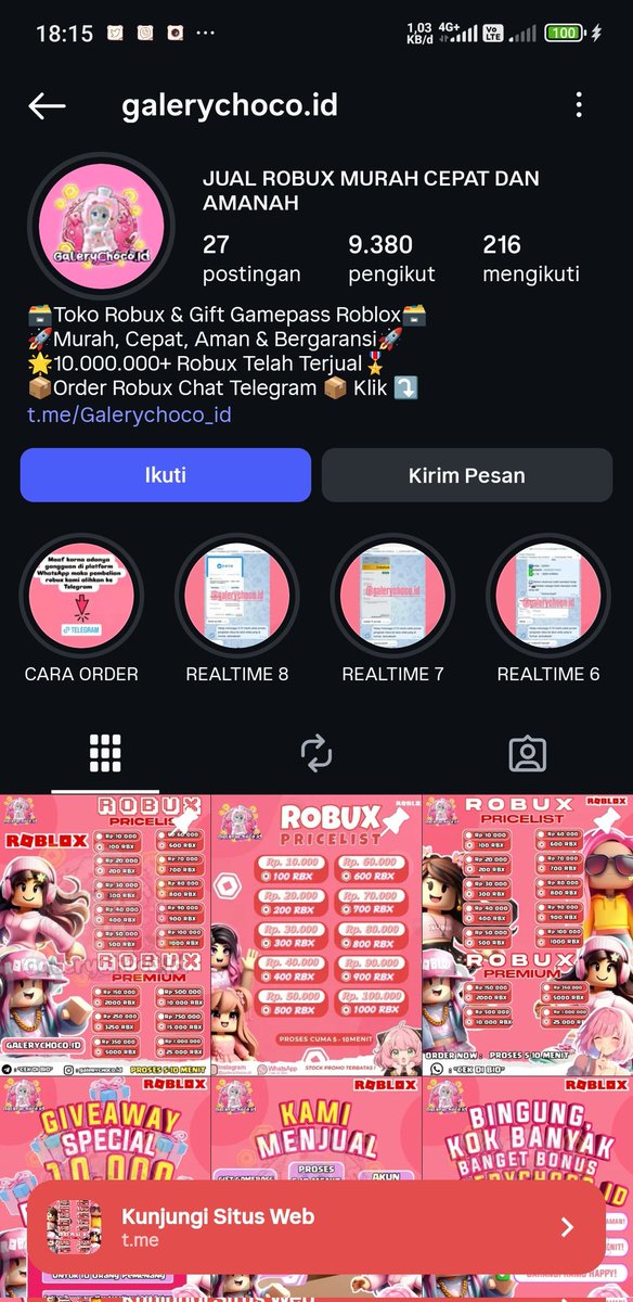 mbairine's tweet photo. MAU NAMBAHIN 1 ORANG SCAM INI TOLONG BANTU REPORT ACC IG NYA MASIH AKTIF🙏🏻

Akun IG : https://t.co/TJiOgeXP9P
GOPAY : 082318509116 A.N ALFIN AL FRIDZAN
ID TELEGRAM : @Galerychoco_id https://t.co/A0TY8eyyFU