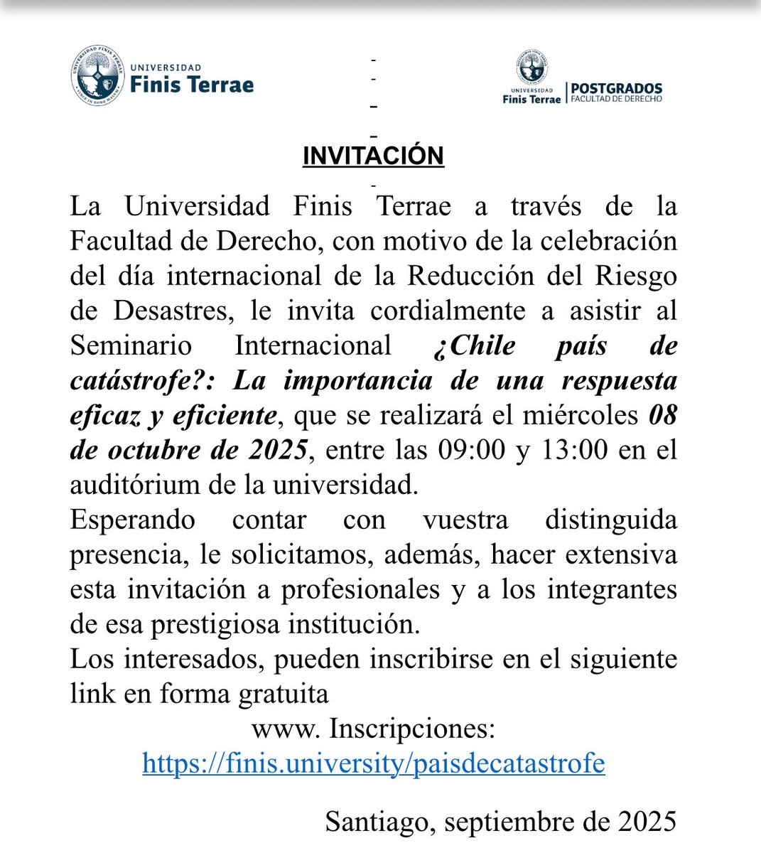 becasa52's tweet photo. Estimados amigos 
Están todos invitados a este Seminario Internacional para conmemorar el día internacional de la Reducción del Riesgo de Desastres 
Bernardo Castro
Profesor Director Académico https://t.co/7q7uvTC7b1