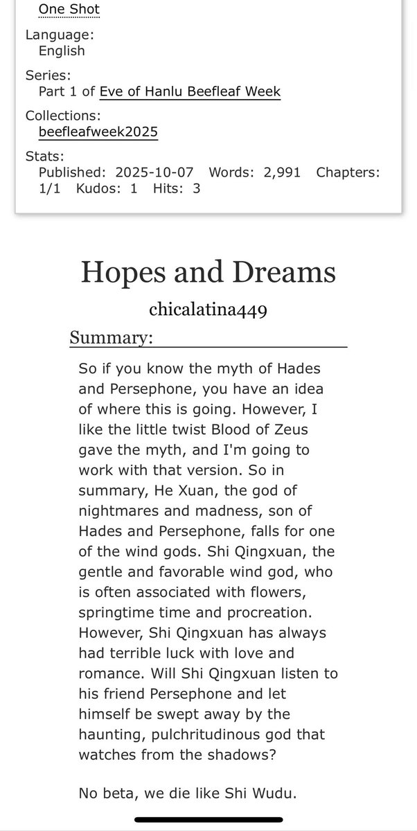 chibichan449's tweet image. Beefleaf week 2025 day 1 Ancient Gods. 

archiveofourown.org/works/72031251

#beefleafweek2025