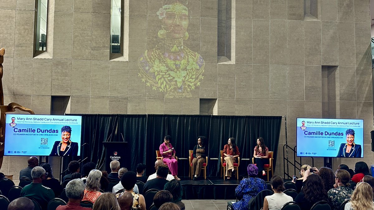 ProfAllan's tweet image. So proud of @JSchool_CU colleagues Trish Audette-Longo and Nana aba Duncan for pulling together tonight&apos;s inaugural Mary Ann Shadd Cary lecture with Camille Dundas, editor-in-chief of ByBlacks.com. Carleton journalism&apos;s first major keynote named for a woman. Incredible