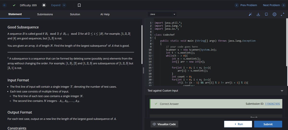 AdarshKumar206's tweet image. Day 177 of #100DaysOfCode on #codechef #DSA #LearnInPublic #buildinpublic #remote #connect #remotework #remotejob #java #coding #programming #100daysofcodechallenge #logicbuilding #cp #Learning #developer