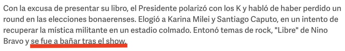 Esto dice Clarín del show del presidente. Imagino que si lo tienen que contar es porque es noticia.