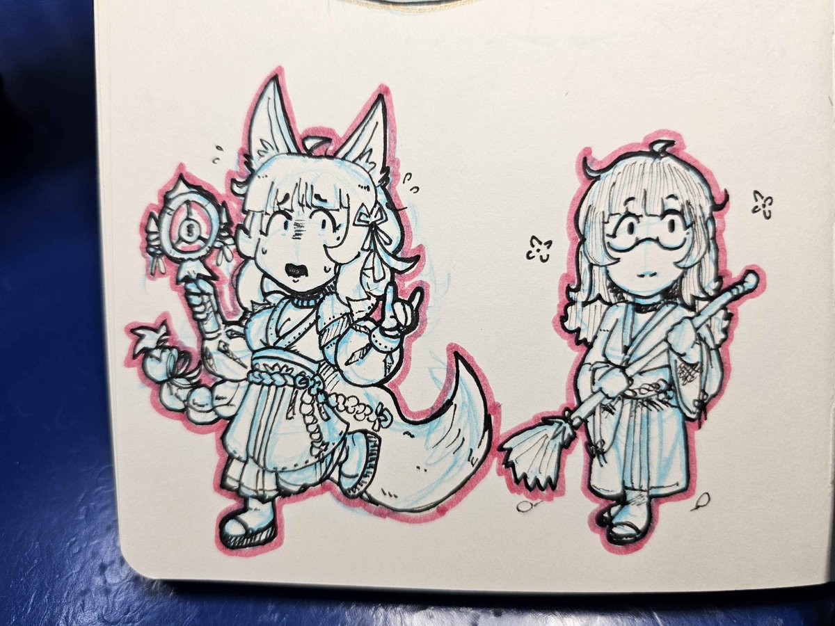 280/365, a shrine maiden apprehensively serving a kitsune.