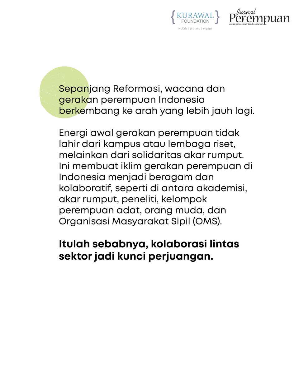 jurnalperempuan's tweet image. (1)

Memangnya, solidaritas gerakan perempuan Indonesia sudah menghasilkan apa sih di era Reformasi ini?

Menjawab pertanyaan itu, wah, banyak sekali yang sudah dihasilkan dari kerja-kerja kolaboratif gerakan perempuan!

#GerakanPerempuanIndonesia
#SolidaritasPerempuan