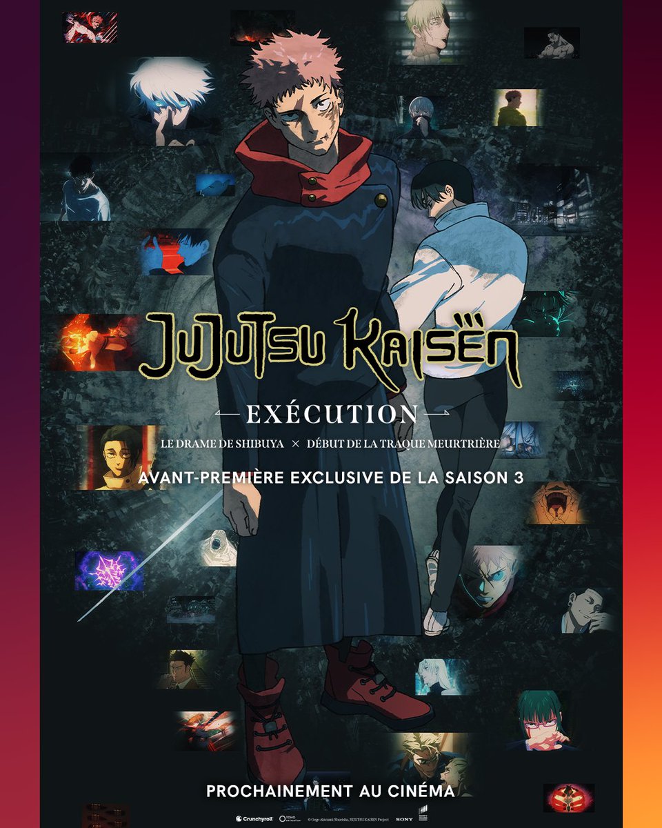 ⚔️ JUJUTSU KAISEN : Exécution ⚔️

Découvrez les toutes premières images de la nouvelle saison et revivez les combats les plus spectaculaires du drame de Shibuya lors d’un événement ciné exclusif et épique !

En salles le 6 Décembre
Billetterie bientôt disponible !