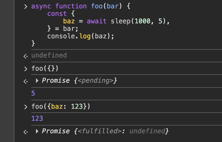 const name = 'David'; (@justdavidg) on Twitter photo Well that's cool. I didn't think about awaiting a default being a thing.  But apparently it is. Well that's cool. I didn't think about awaiting a default being a thing.  But apparently it is.