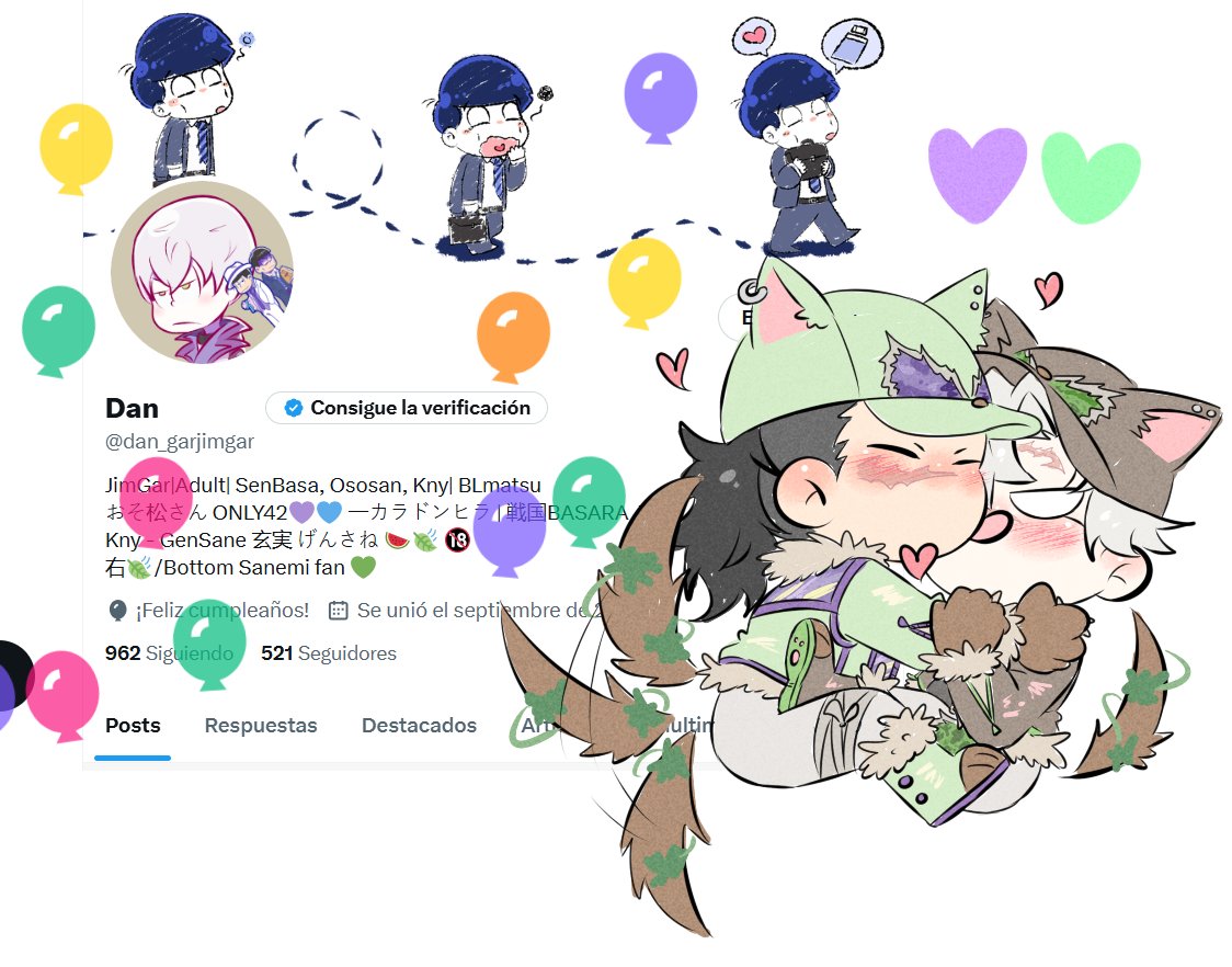 Level up! 🥳🎂
I'm so happy balloons 💜💚 appeared
I drew a GenSane as a gift to myself 
☺️🍉🍃🐺
