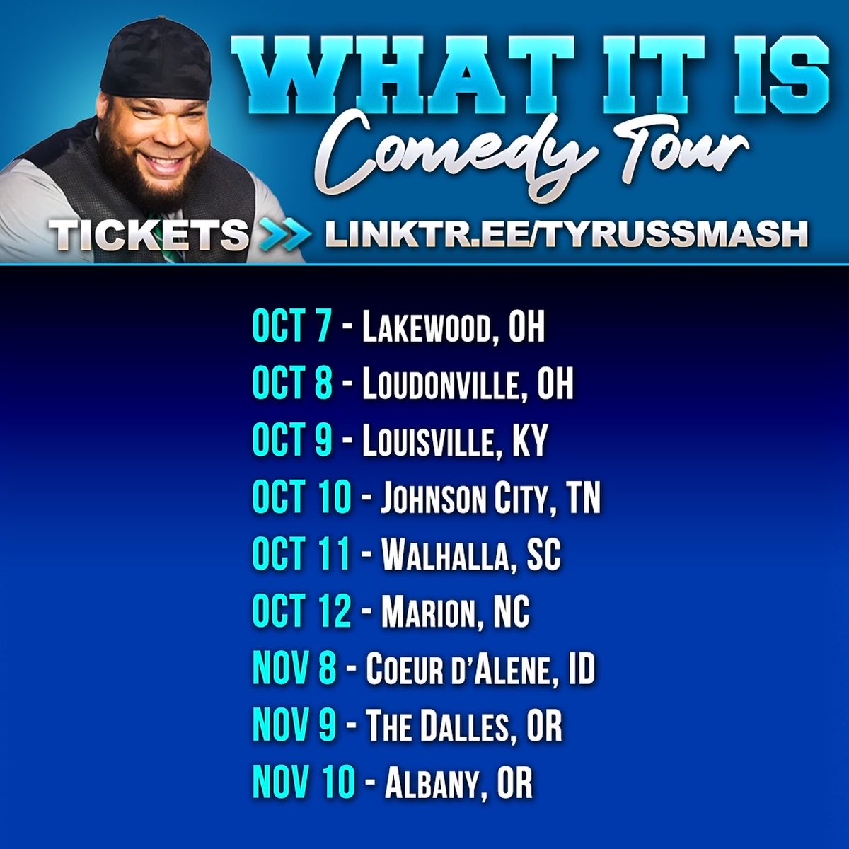 PlanetTyrus's tweet image. Want more #tyrussmash get your tickets for the what it is comedy tour !!!! linktr.ee/tyrussmash?utm…
