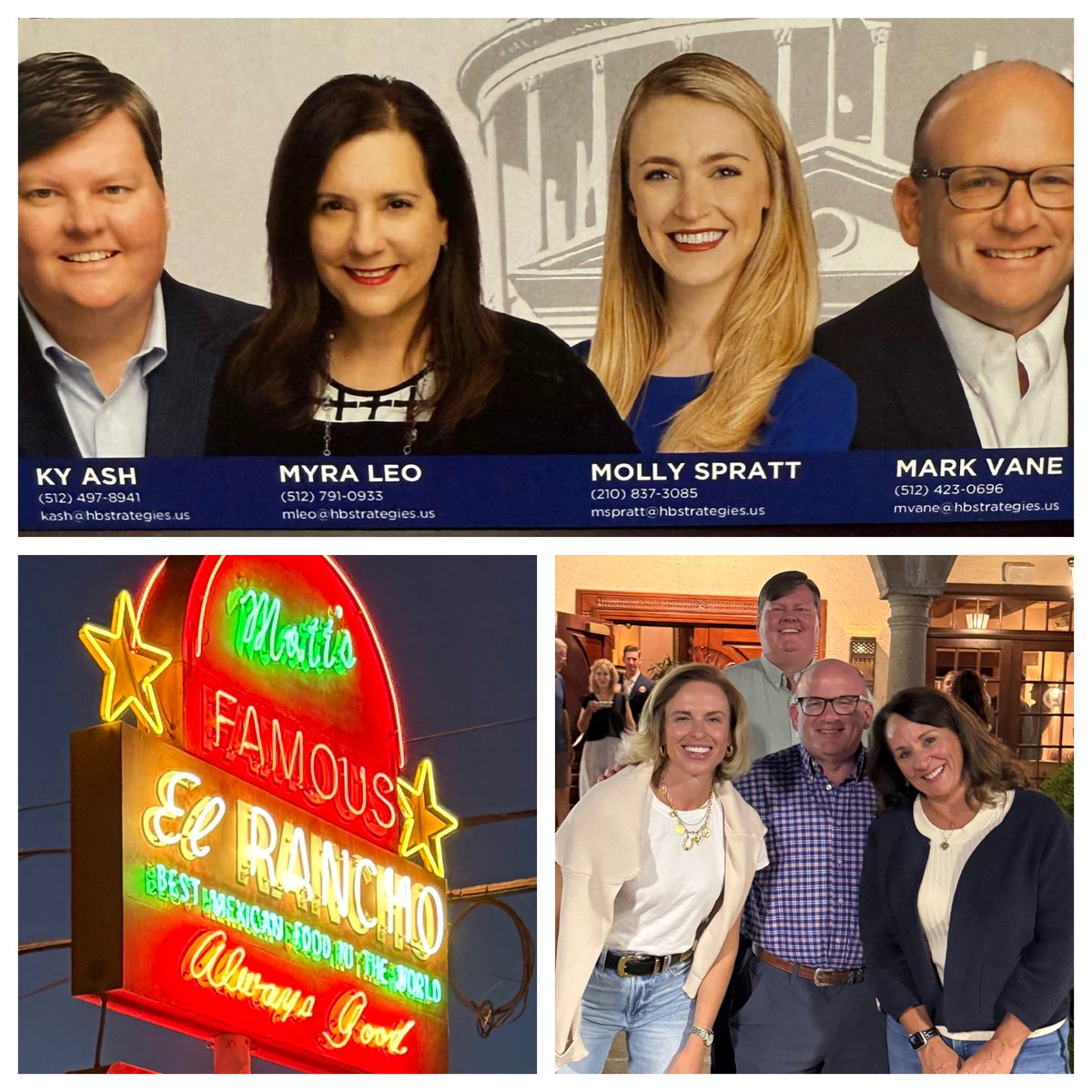 .⁦<a href="/H_B_Strategies/">HB Strategies</a>⁩ ⁦<a href="/HB_StrategiesTX/">HB Strategies Texas</a>⁩ “Welcome to Texas” ⁦<a href="/RochelleMallett/">Rochelle Mallett</a>⁩ ⁦<a href="/KarenMonnig/">Karen Monnig</a> -Great Dinner Fun!!⁩ #kyAsh ⁦<a href="/MollyfromTX/">Molly Spratt, HB Strategies Texas</a>⁩ ⁦<a href="/markvane/">Mark Vane</a>⁩ ⁦<a href="/andyblunt/">Andy Blunt</a>⁩