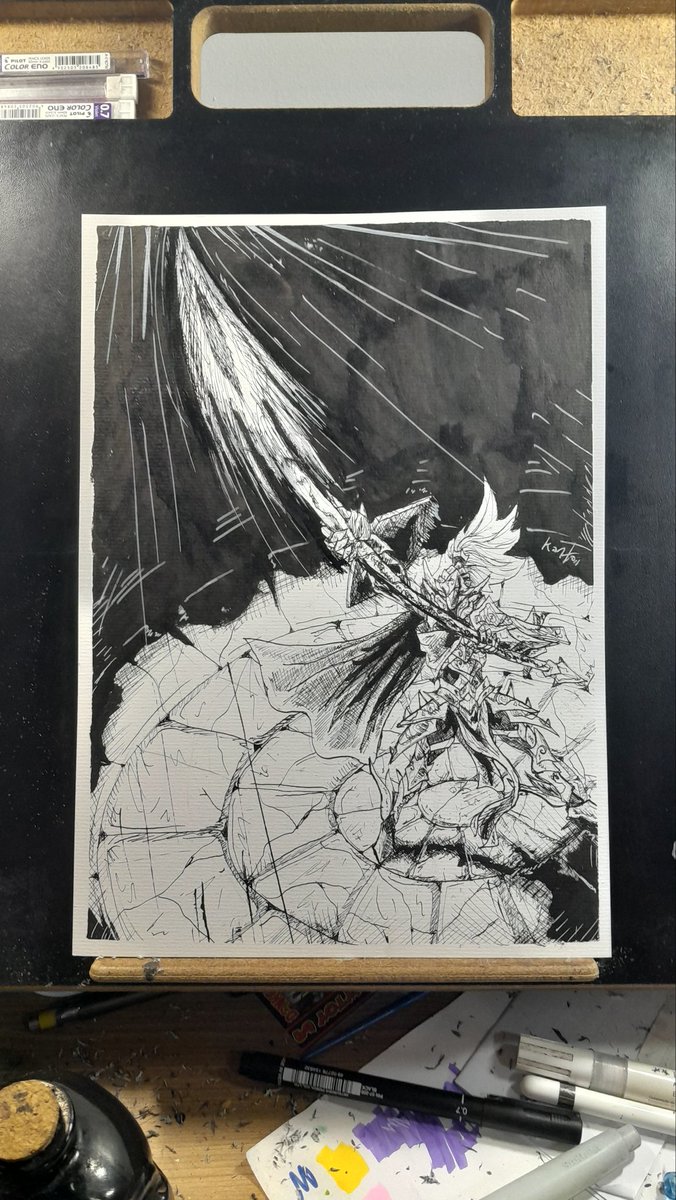 KantoArt's tweet photo. Inktober Day Six - "Pierce"
#ink #inktober #inktober2025 #inked #nanquim #nankin #sumi #sumie #goth #dark #shade #shadow #knight #pierce #spear #armor #thrust #attack #knightarmor #monster #demon #evil #oc #original #traditional #kantoart https://t.co/IEoMmP39FQ