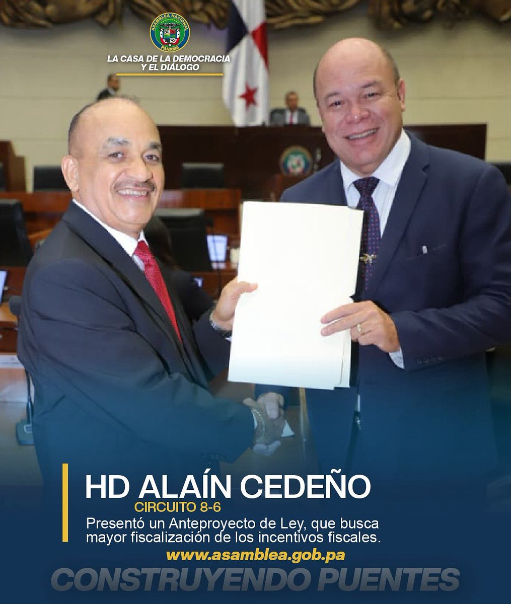 El diputado Alaín Cedeño, presentó el Anteproyecto de Ley, que establece el marco normativo para la evaluación periódica de subsidios, exoneraciones y todo tipo de incentivos que otorga el Estado a las organizaciones o personas naturales