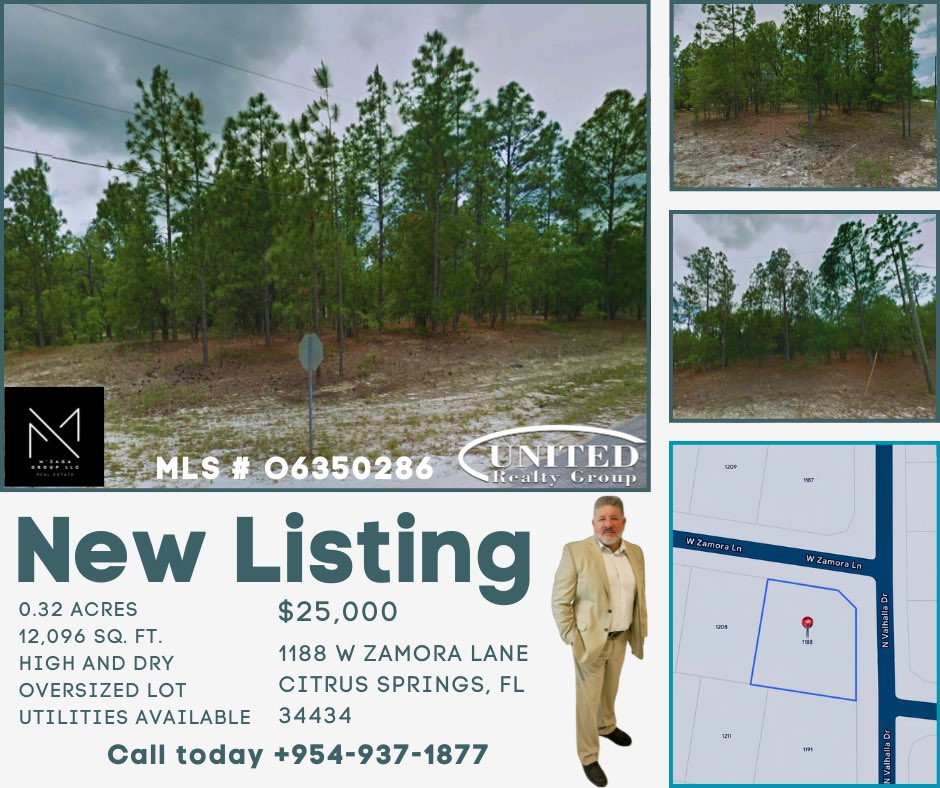 🌴 Build Your Dream Home in Citrus Springs! 🏡
Discover this beautiful 0.32-acre lot on 1188 W Zamora Ln, surrounded by peace, privacy, and nature. 🌳

✅ Spacious lot — ready for your custom build
✅ No HOA + quiet neighborhood
✅ Close to shops, schools &amp; Withlacoochee Trail 🚴‍♀️