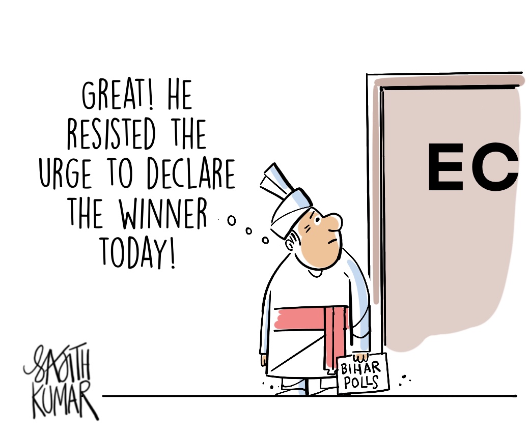 sajithkumar's tweet image. #BiharElections2025 #ElectionCommissionOfIndia cartoon @DeccanHerald