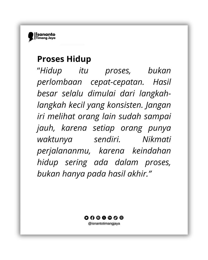 sahabat_timang's tweet image. Proses Hidup
Hidup itu proses, bukan perlombaan cepat-cepatan. Hasil besar selalu dimulai dari langkah-langkah kecil yang konsisten. 
#motivasi #motivasihidup #proses #kehidupan #perlombaan #langkah #konsisten #waktu #perjalanan #timangjaya