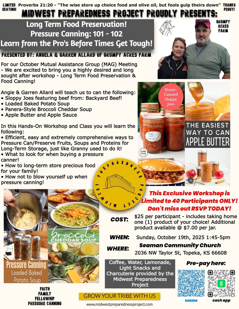 Topeka MAG is cooking up some canning fun for Oct 19th! 

facebook.com/events/s/mpp-o…

#canning  #homestead #midwest