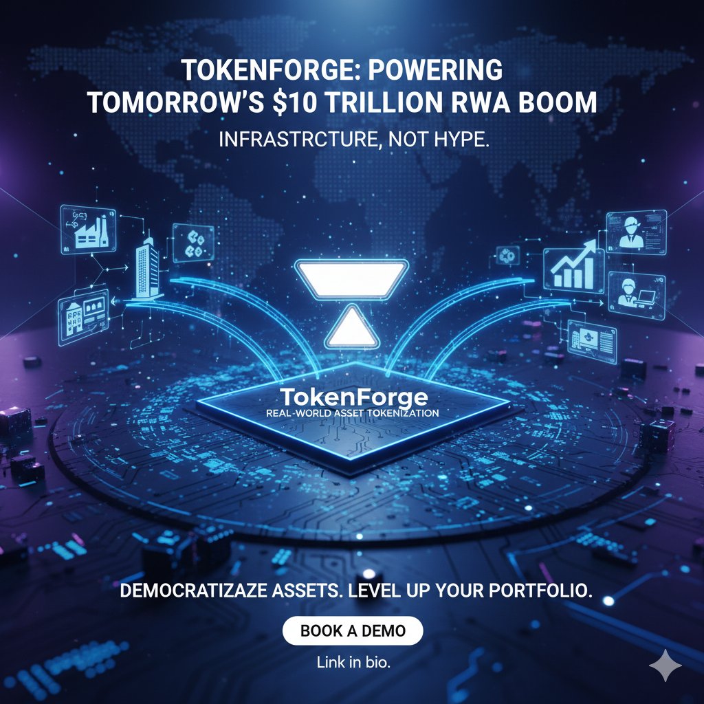 web3Royal_'s tweet image. Don&apos;t sleep on this. Tokenforge isn&apos;t hype it&apos;s the infrastructure powering tomorrow&apos;s $10T RWA boom. From startups to suits, we&apos;re democratizing assets one smart contract at a time. Book a demo and level up your portfolio. Link in bio. Who&apos;s forging with us? 👇 #Tokenforge