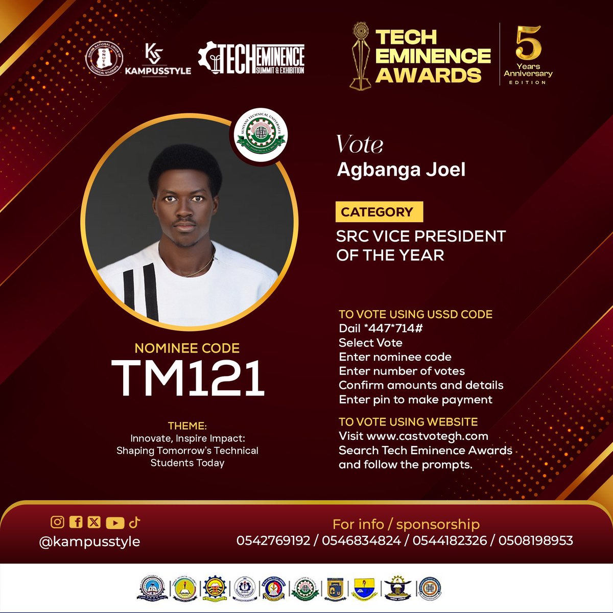 SRC Vice President of the Year 2025 Nominee – Tech Eminence Awards 2025

From STU, the campus voice is loud, the support is massive, and the recognition is well-deserved! 🔥

Agbanga Joel has been celebrated by peers as a true leader who inspires, influences, and drives positive