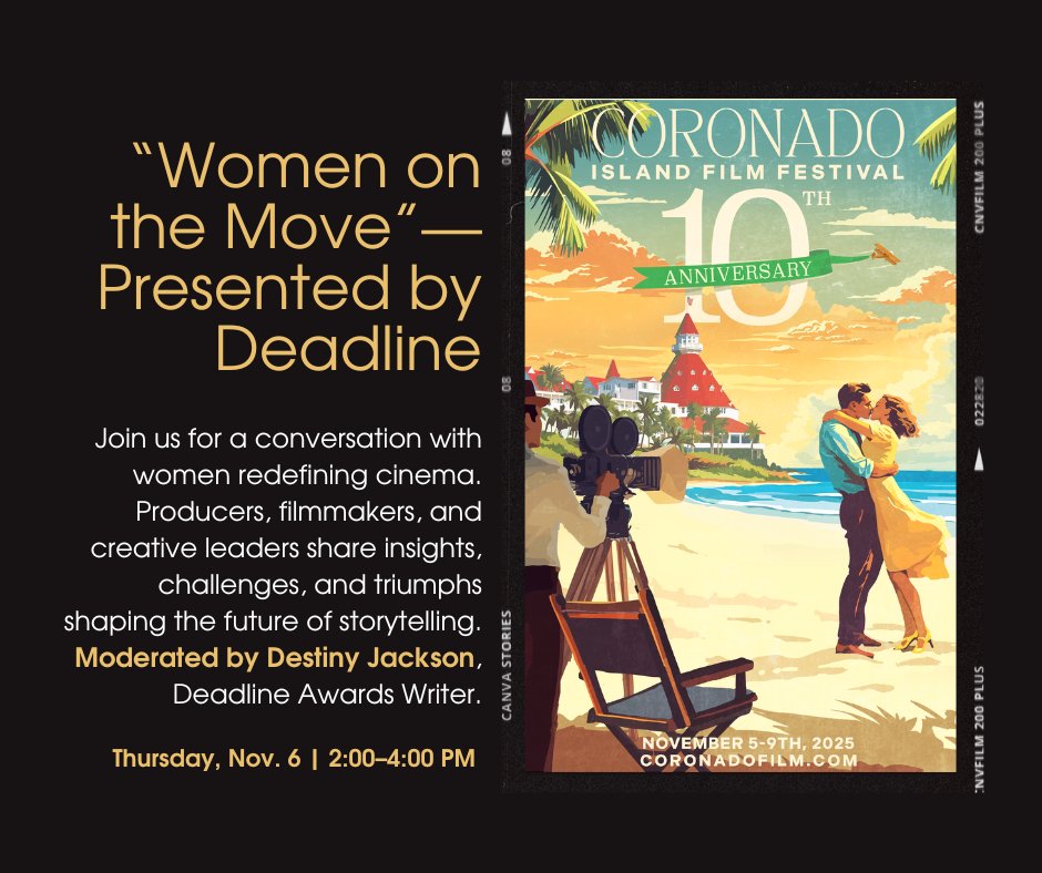 DEADLINE's tweet image. #ad Join Deadline’s Destiny Jackson and women redefining cinema at CIFF 2025.

Tickets are available now for CIFF 2025 film screenings: tinyurl.com/428rnsnu

#CIFF2025 #WomenInFilm #FilmFestival #coronadofilmfest2025 #CIFF