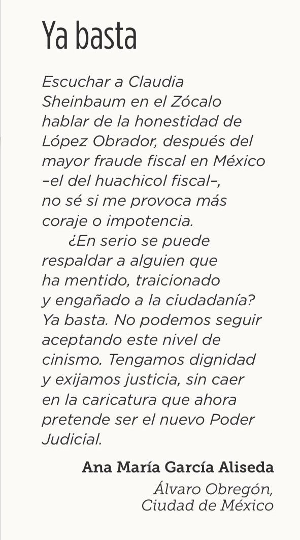 ¡Ya basta, <a href="/Claudiashein/">Claudia Sheinbaum Pardo</a> !