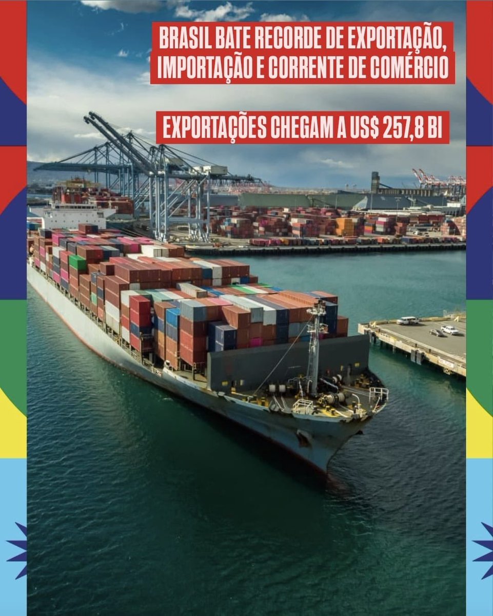 O Brasil segue colhendo os frutos de uma economia forte e de um governo que acredita no trabalho e na parceria com o setor produtivo.

As exportações atingiram recorde histórico em setembro, somando mais de US$ 30 bilhões, reflexo direto dos investimentos em infraestrutura,