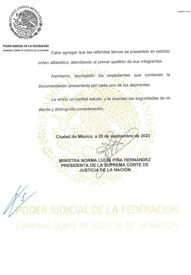 <a href="/letroblesrosa/">Leti RoblesdelaRosa</a> <a href="/malusita76/">🅜🅐🅛🅤 🅖🅡🅐🅝🅐🅓🅞🅢</a> <a href="/Chalio10/">𝐑𝐌𝐃𝐗</a> <a href="/senadomexicano/">Senado de México</a> <a href="/AnaLiliaRivra/">Ana Lilia Rivera ✨</a> Art.192(reglamento) obliga al Senado a votar inmediatamente al emitirse un dictamen y éste fue emitido(Comisión d Justicia) el 17/oct/23.
Art.179(Ley Orgánica PJ) obliga al Senado a votar la terna en 15 días a partir d 26/sept/23 e informar a la SCJN si no tuvo mayoría calificada