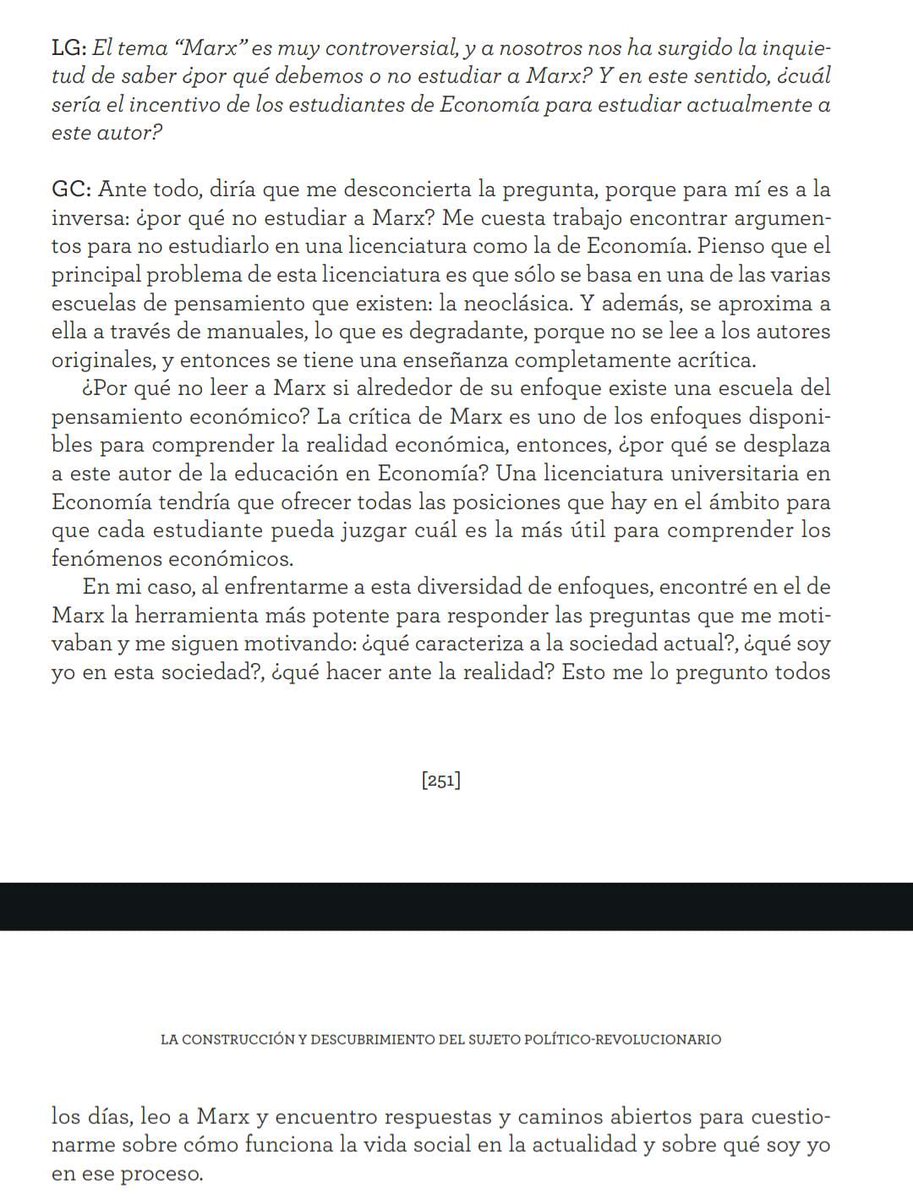 La discusión sobre si hay o no que leer a Marx directamente -y presentarlo en las asignaturas- me hizo acordar esto que dice en una entrevista Gastón Caligaris.
