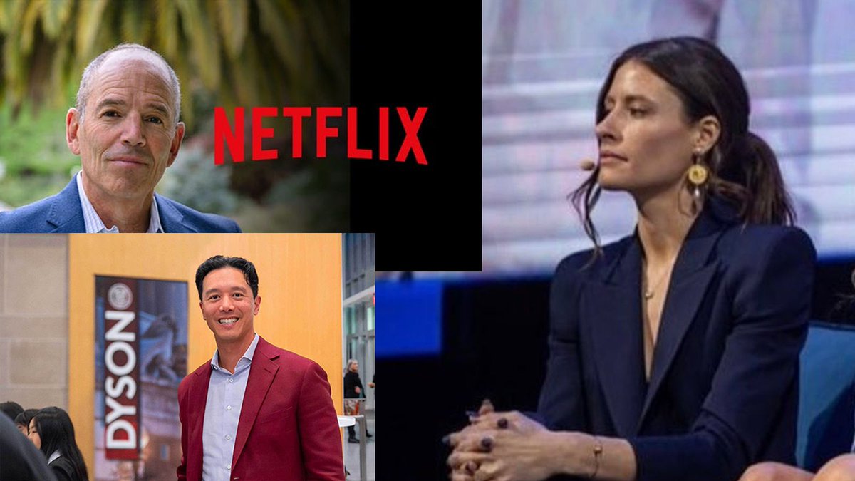 拼贴图：Marc Randolph、Netflix 标志、John Wu 与 Megan Kaspar——Coinage 的重要支持者