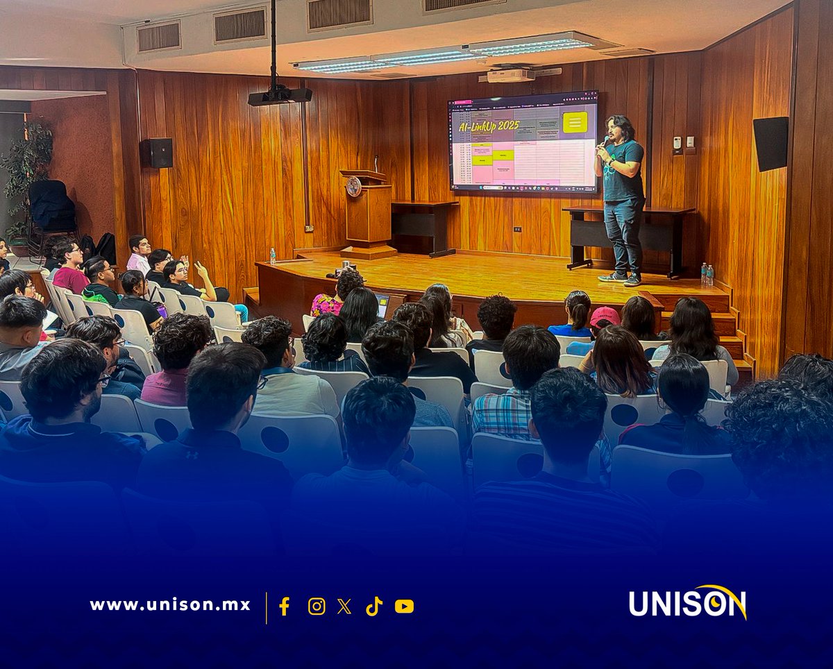 Con motivo del quinto aniversario de la Maestría en Ciencias de Datos, la Universidad de Sonora, a través del Departamento de Matemáticas, inauguró el Simposio de Vinculación en Inteligencia Artificial AI LinkUp 2025: unison.mx/nota/?idnoti=3…