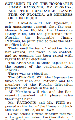 <a href="/golfpolBuffalo/">Observer2012</a> April 2 of this year, Speaker Johnson swore in two Republicans from Florida in a pro forma session, one day after their special election.  Thank you for your attention to this matter.   congress.gov/119/crec/2025/…