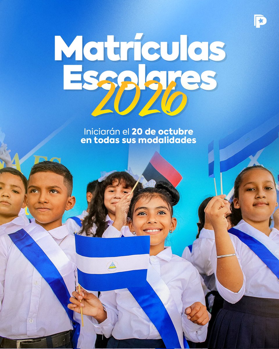 📚 La Copresidenta Compañera Rosario Murillo anunció que este 20 de octubre iniciará el proceso de matrícula para el Ciclo Escolar 2026. 🇳🇮

#Nicaragua
#educación