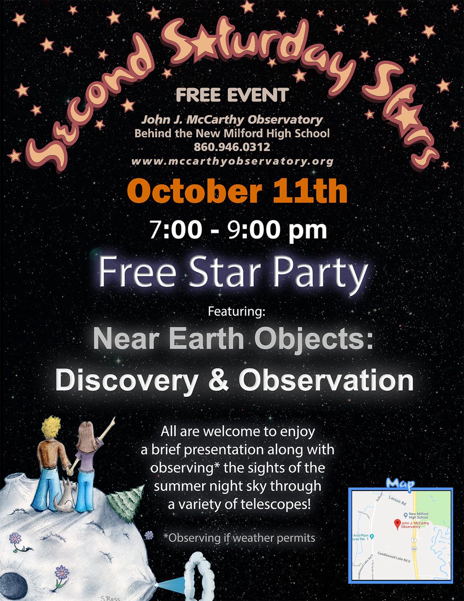 October 11th is our next open house/star party.  Please note the new seasonal hours, 7:00-9:00 pm.  Hope to see you there!
