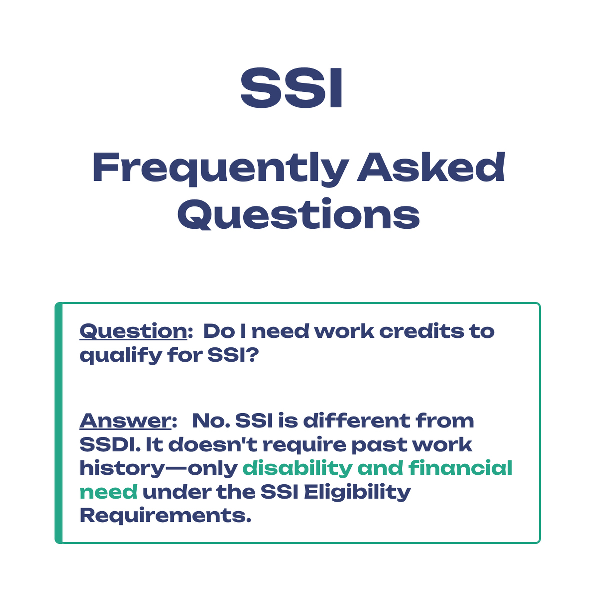 GetMeSSDI's tweet image. SSI doesn’t require work credits. 🚫 Unlike SSDI, eligibility in 2025 is based only on disability + strict financial limits.
📞 Free consult: 800-788-2095
✅ See if you qualify: 
ssdianswers.com/ssi-screener

#SSI #DisabilityBenefits #SSDIAnswers
