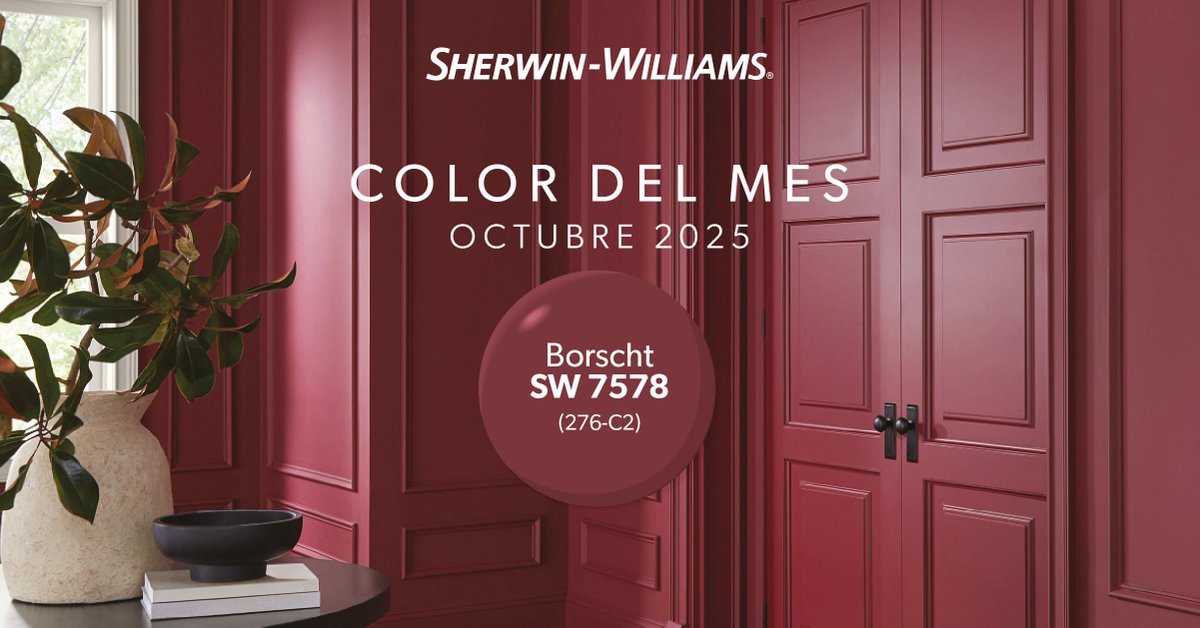 SherwinCA's tweet image. Diseñar con propósito significa elegir colores que transmiten fuerza y equilibrio.
Borscht SW 7578 se convierte en la pieza clave para proyectos que buscan resaltar carácter sin perder eficiencia en la aplicación.

#Colormix2025 #SherwinWilliams #color #Octubre