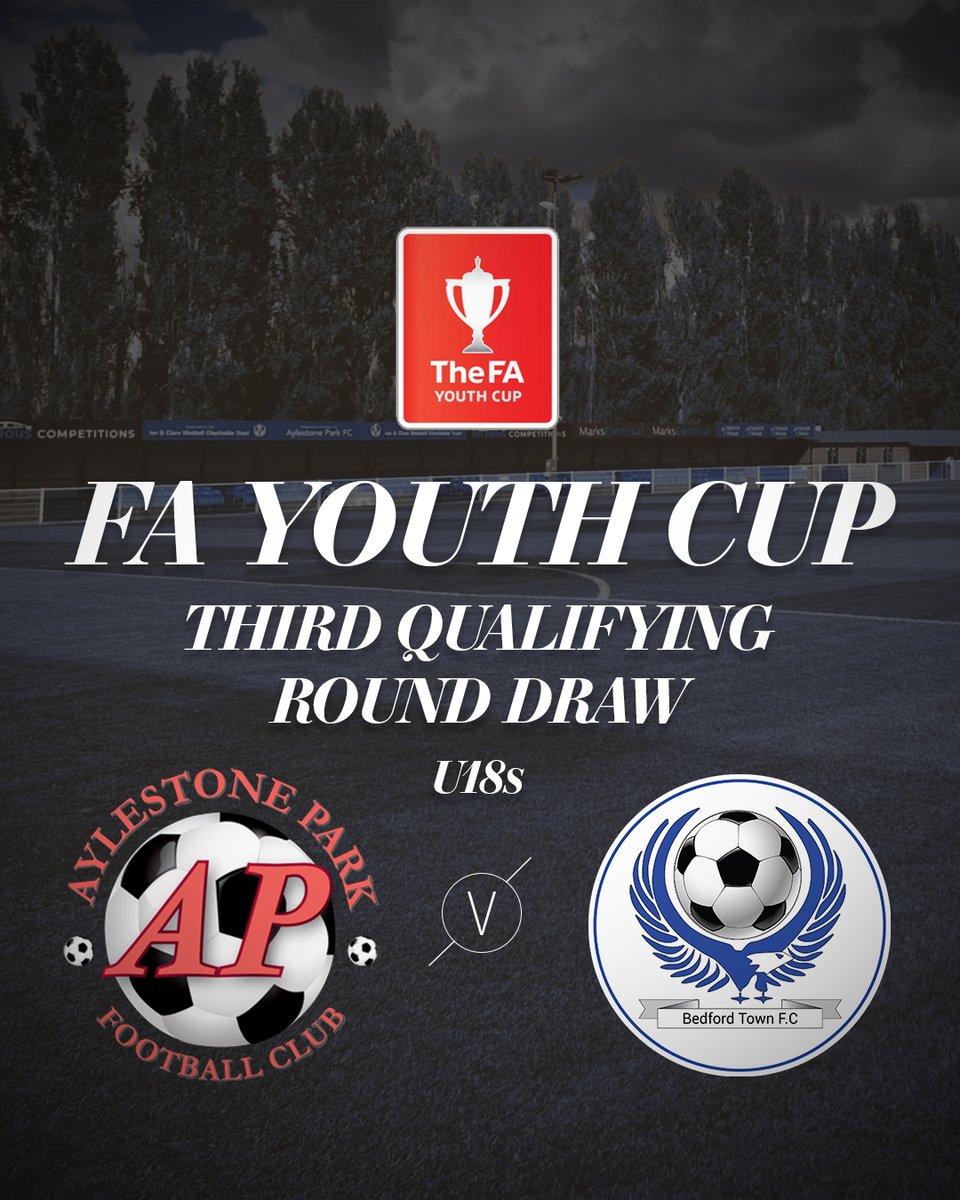 ๐๐ฒ๐ฑ๐ณ๐ผ๐ฟ๐ฑ ๐ง๐ผ๐๐ป ๐๐ | ๐๐๐ ๐ญ๐ต๐ฌ๐ด (@bedfordtown) on Twitter photo Bedford Town U18s have been drawn away to Leicester-based <a href="/officialAPFC/">Aylestone Park FC</a> in the next round of the FA Youth cup ๐
The tie will take place week of 13thย October. Stay tuned for fixture information ๐ Bedford Town U18s have been drawn away to Leicester-based <a href="/officialAPFC/">Aylestone Park FC</a> in the next round of the FA Youth cup ๐
The tie will take place week of 13thย October. Stay tuned for fixture information ๐