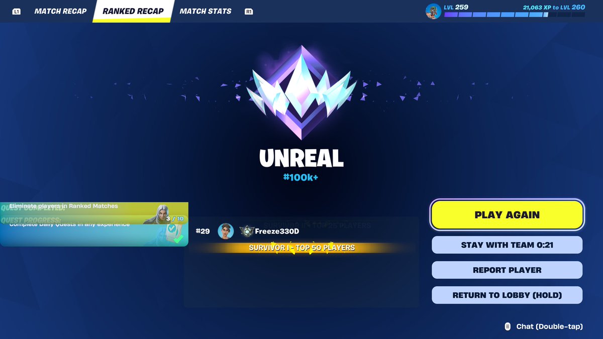 Hit unreal earlier, my first ever time hitting unreal.
#Fortnite #fortniterank #Fortniteleaks #GamingCommunity