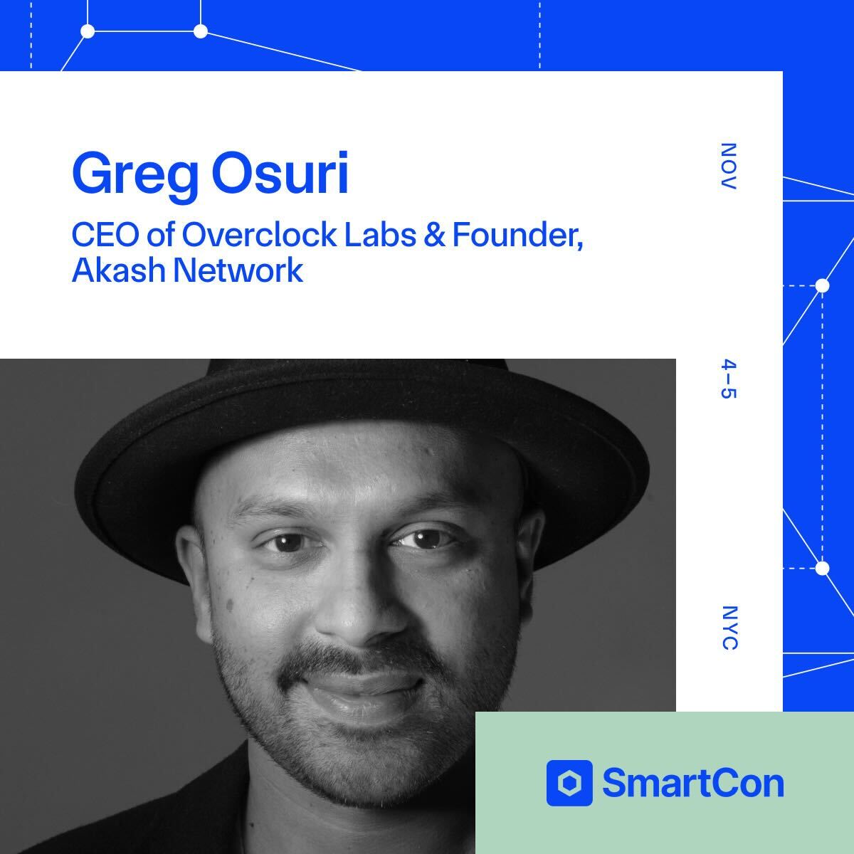 akashnet_'s tweet image. Excited to announce @gregosuri will be speaking at #SmartCon 2025 in NYC this November! 

This event is the perfect opportunity to discuss the blockchain technologies transforming markets, public services, and the global economy.  
 
Register today ⬇ 
chain.link/smartcon