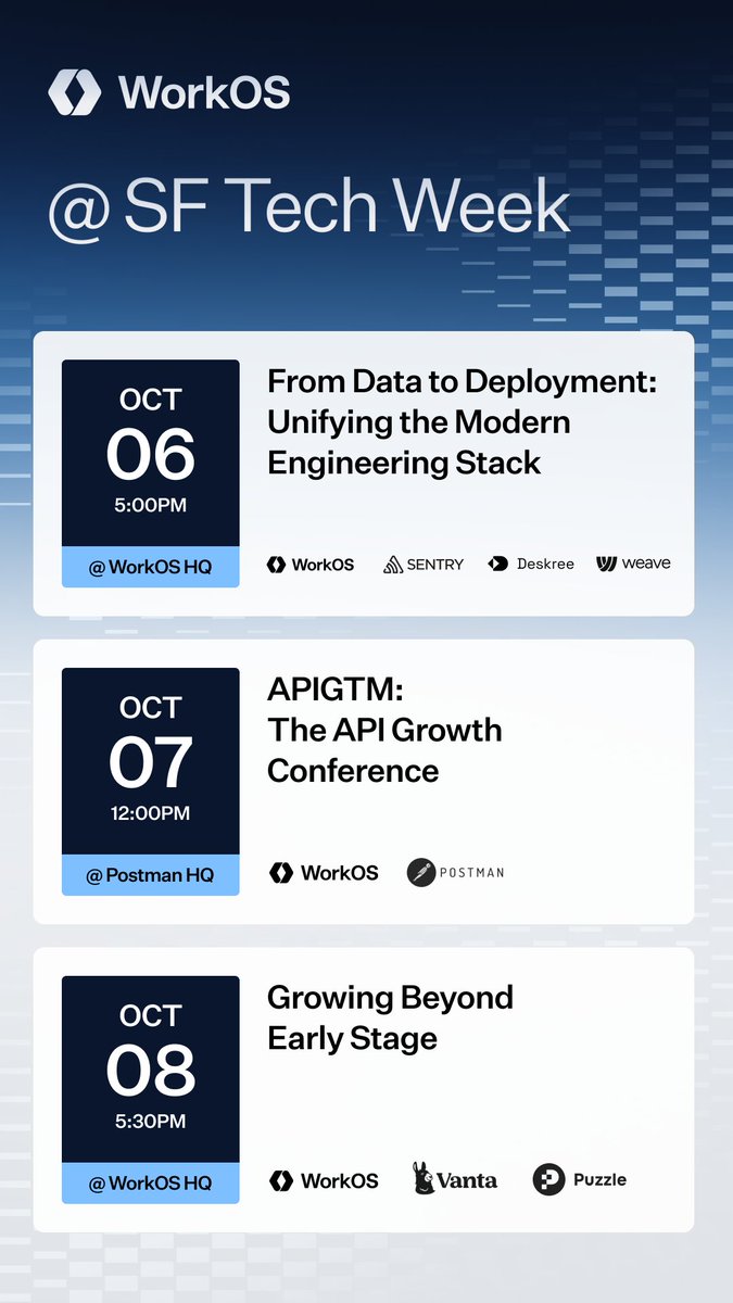 Our SF <a href="/Techweek_/">Tech Week</a> schedule kicks off today at 5pm PT.

Here's where you'll find us 👇