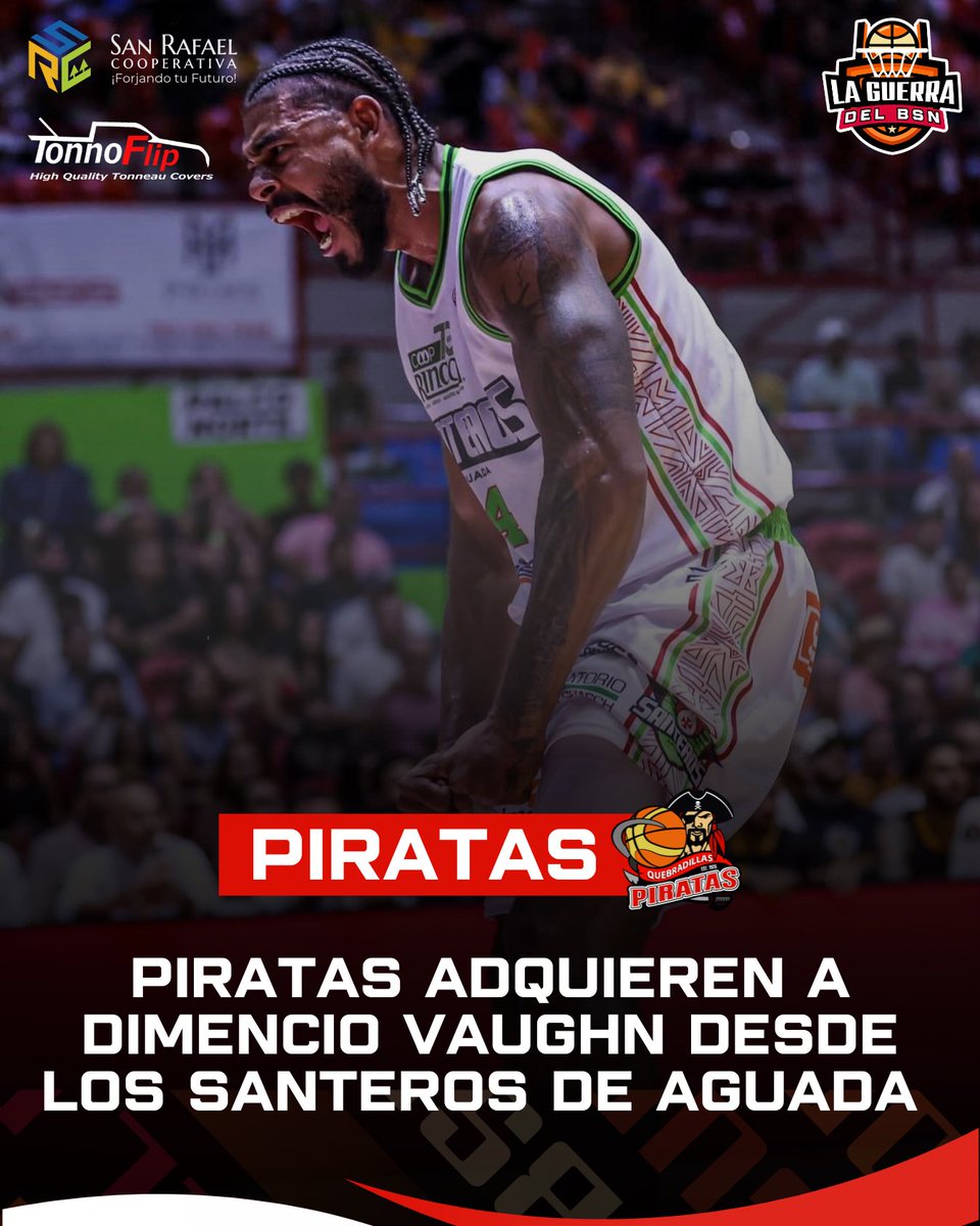 #BSNPR | OFICIAL: Los Piratas de Quebradillas adquieren al canastero Dimencio Vaughn desde los Santeros de Aguada por un turno de primera ronda 2027.