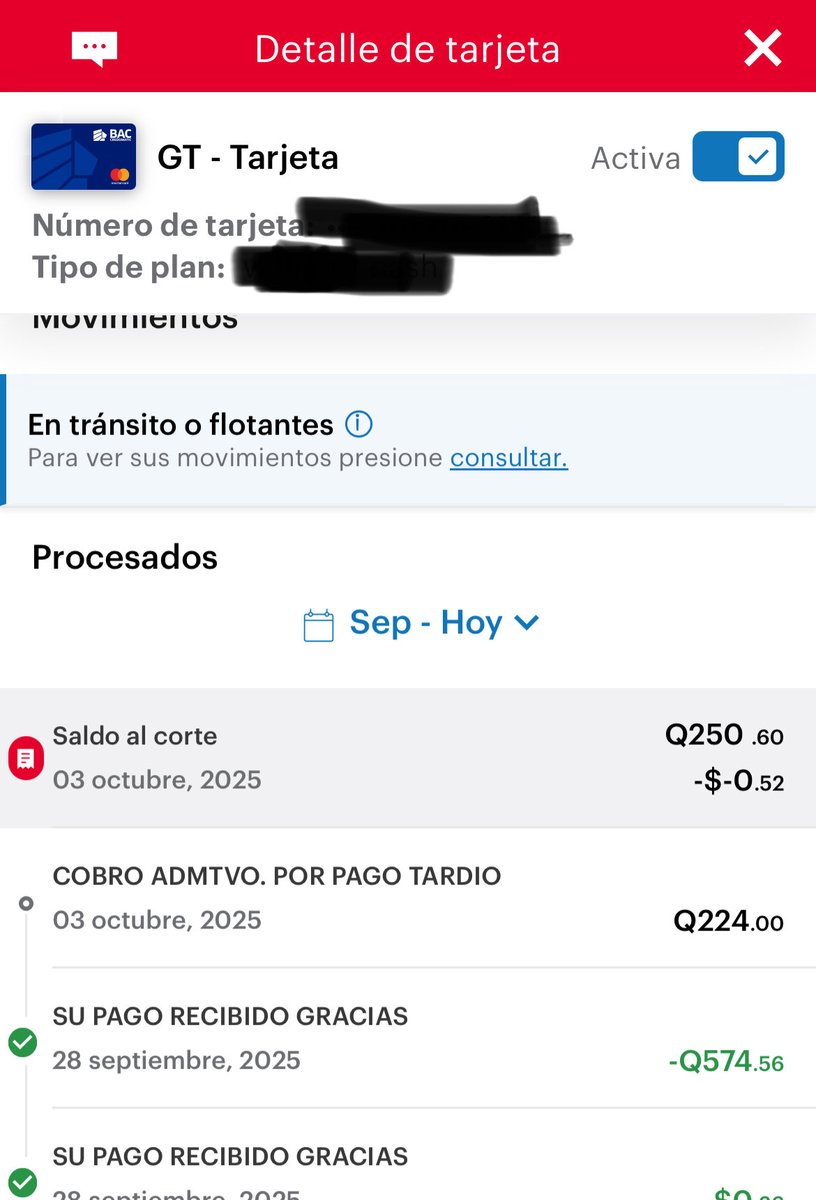 danielzch_'s tweet photo. DENUNCIA 🚨 
Que decepción por parte @bacguatemala, como es posible que se me esté cobrando una penalización del 50% del monto que pagué el cual fue Q. 574 y solo porque me atrasé un día me están cobrando Q.250 https://t.co/MgAvclVmGR