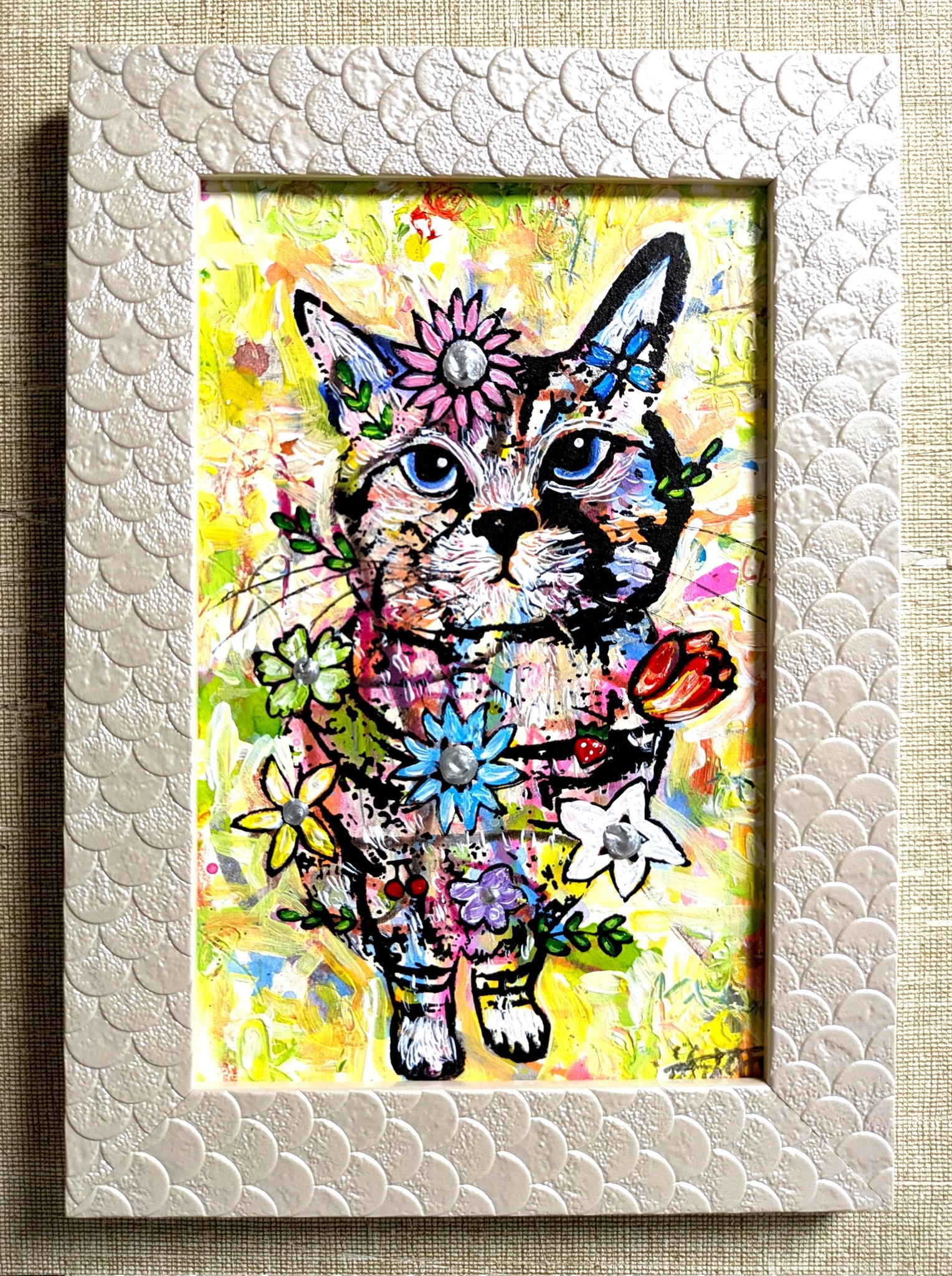 額付き銅版画応用絵画　title「未來ニャンコ」 隠れ銅版画作家YM on X: 