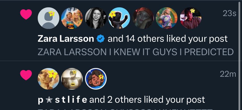 Zara just liked my tweet 🥹