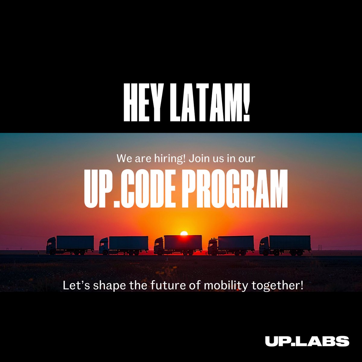 UPLabsVC's tweet image. Join UP.Code and help redefine the future of mobility!

Work on exciting projects from 0 to 1, with some of the best minds in tech. Here you’ll find growth &amp;amp; great challenges every step of the way. We’re hiring Software Engineers, Tech Leads &amp;amp; Data profiles across LATAM  🌎💡