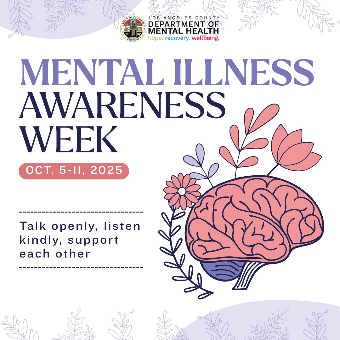LACDMH's tweet image. This Mental Health Awareness Week, we&apos;re reminding L.A. County residents that support is always within reach. You&apos;re not alone.💚

If you&apos;re struggling or know someone who is, call our 24/7 Help Line at 800-854-7771 or visit dmh.lacounty.gov for resources and support.…