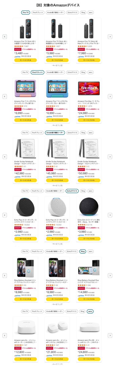 というかこれFire TV Stickだけじゃなくて相当広い範囲のAmazonデバイスとの合わせ買いが対象なんだ。Amazonデバイス買う人はついでにEcho Budsカートに入れたら無料であげちゃうよキャンペーンなんだ...！