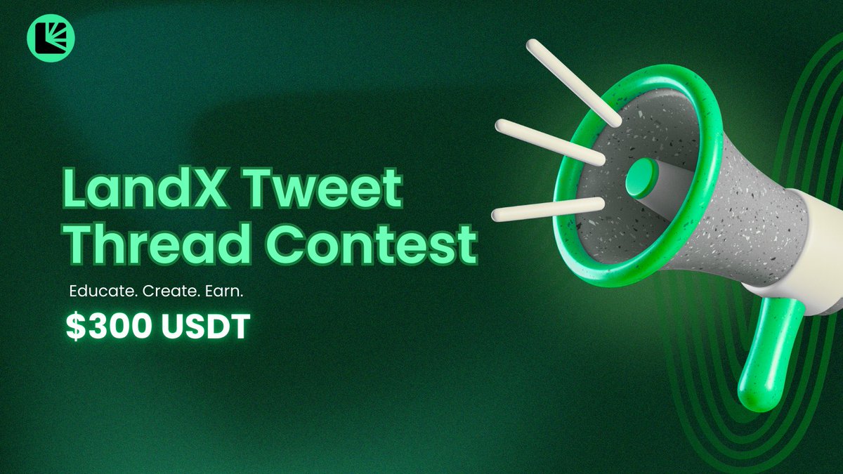 ekenedilichukuu's tweet image. NEW THREAD CONTEST 🔊

@landxfinance $300 Thread contest!

@landxfinance is rewarding writers who can create an amazing thread on @landxfinance.

🏆PRIZE POOL: $300 USDT

🥇 1st Place: $150
🥈 2nd Place: $100
🥉 3rd Place: $50

How to participate ⬇️